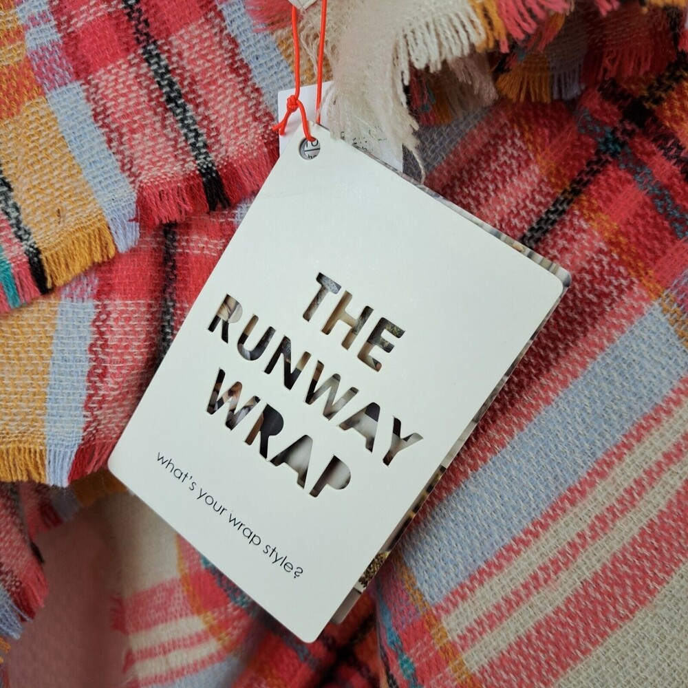 NEW Collection Eighteen The Runway Wrap College Plaid Super Soft Cream Color - Picture 5 of 9